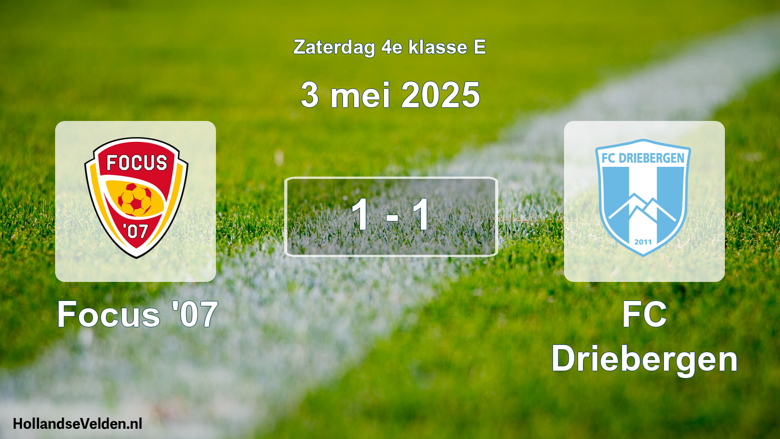 Gespeelde wedstrijd: Focus '07 - FC Driebergen 1 - 1 (3 mei 2025)