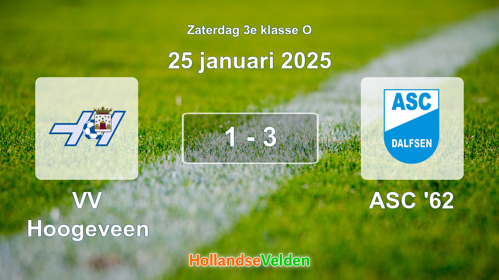 Gespeelde wedstrijd: VV Hoogeveen - ASC '62 1 - 3 (25 januari 2025)
