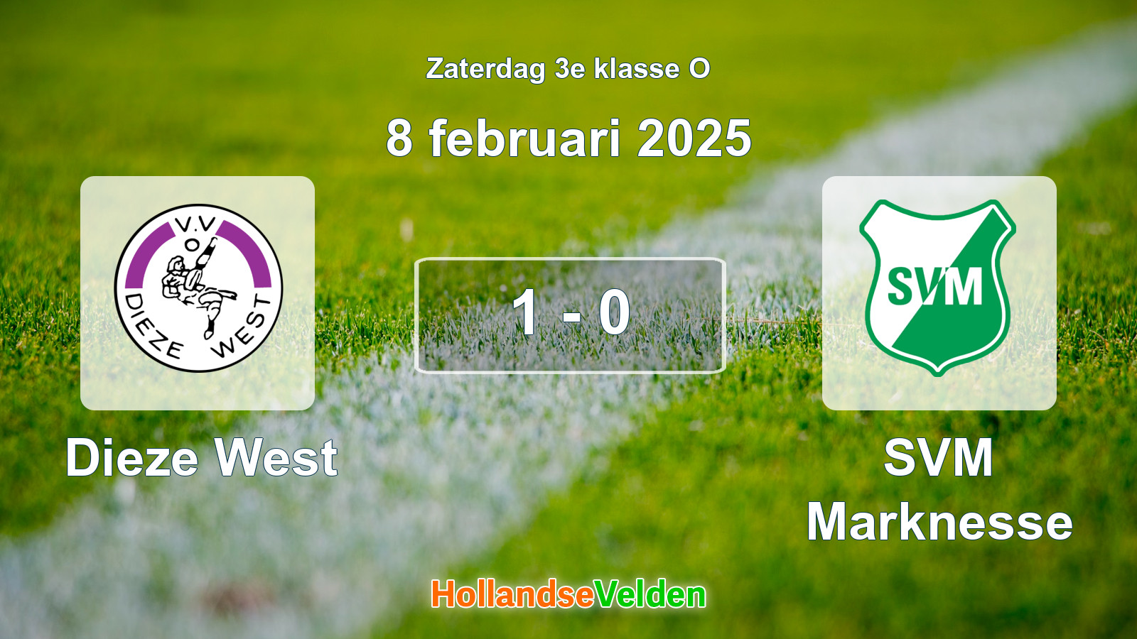 Gespeelde wedstrijd: Dieze West - SVM Marknesse 1 - 0 (8 februari 2025)