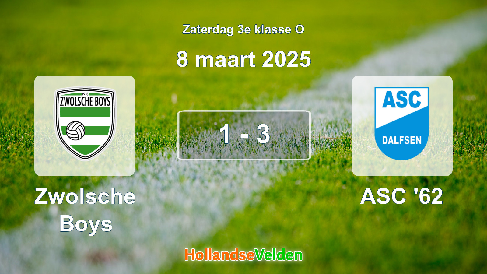 Gespeelde wedstrijd: Zwolsche Boys - ASC '62 1 - 3 (8 maart 2025)