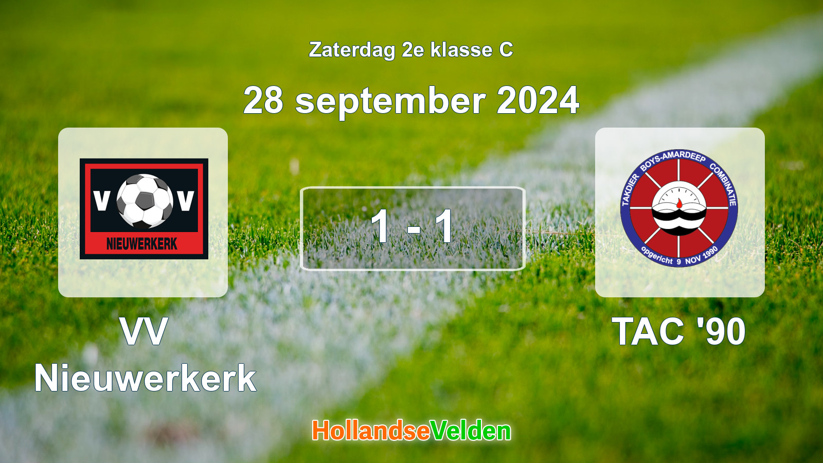 Gespeelde wedstrijd: VV Nieuwerkerk - TAC '90 1 - 1 (28 september 2024)