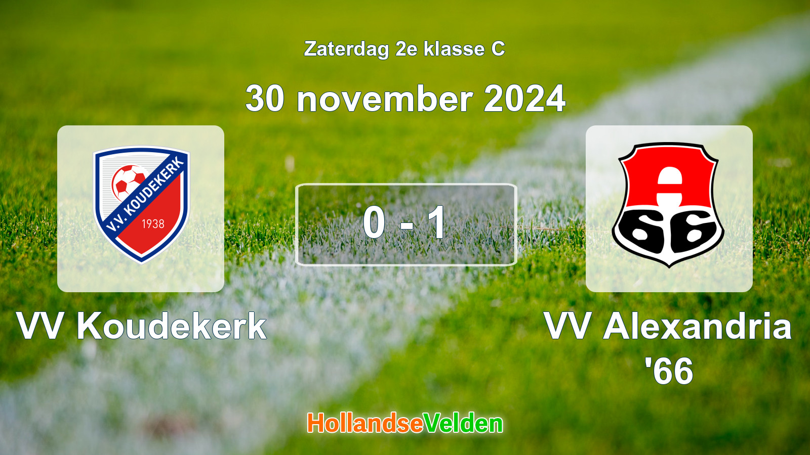 Gespeelde wedstrijd: VV Koudekerk - VV Alexandria '66 0 - 1 (30 november 2024)