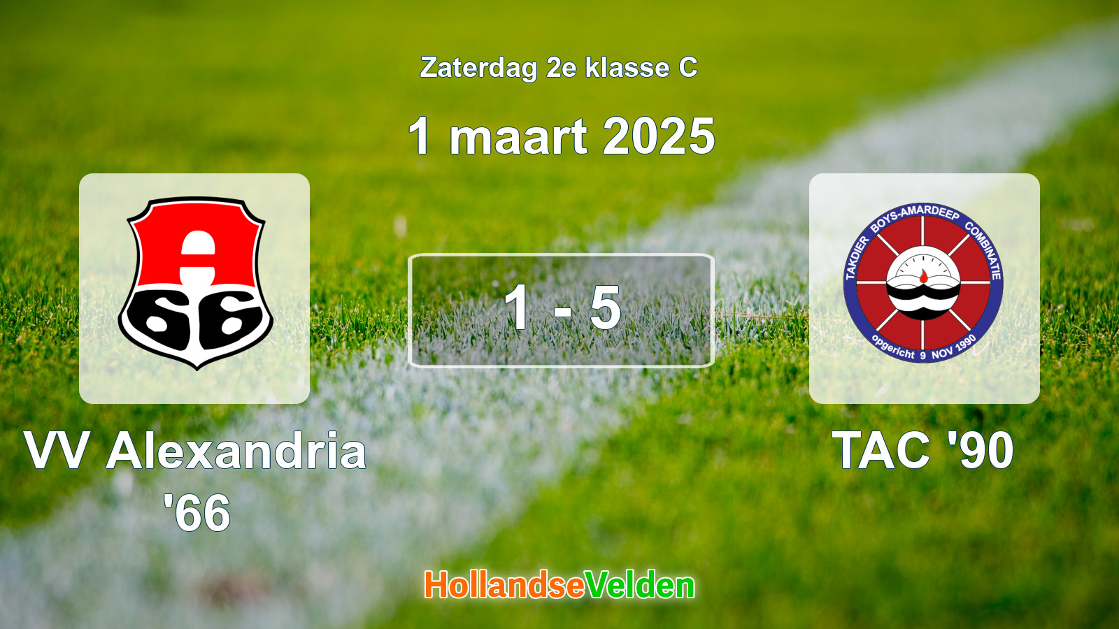 Gespeelde wedstrijd: VV Alexandria '66 - TAC '90 1 - 5 (1 maart 2025)