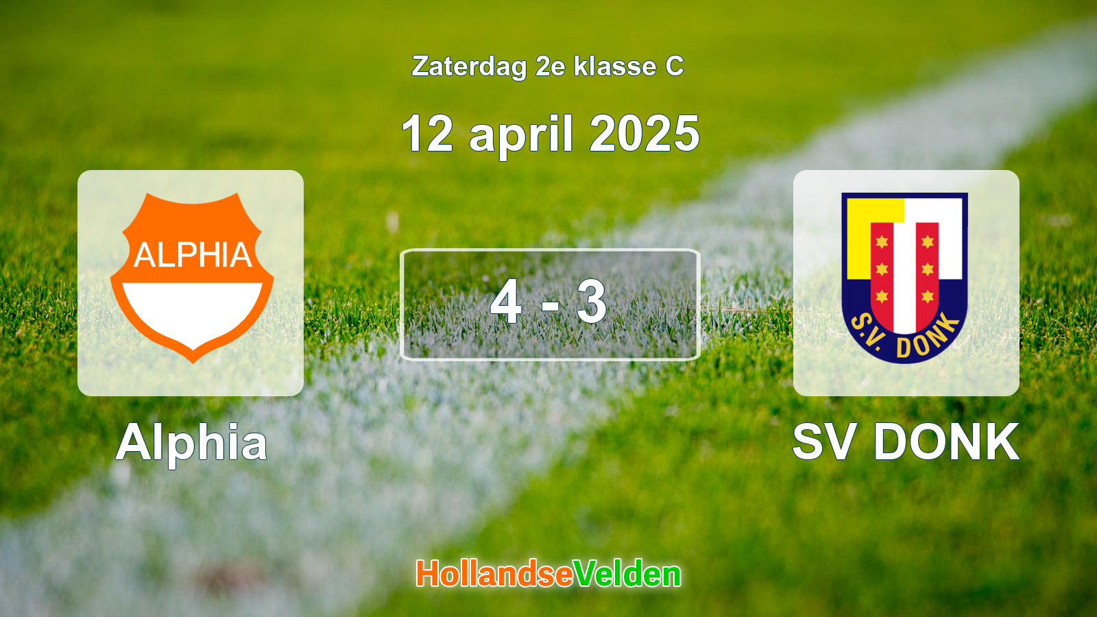 Gespeelde wedstrijd: Alphia - SV DONK 4 - 3 (12 april 2025)