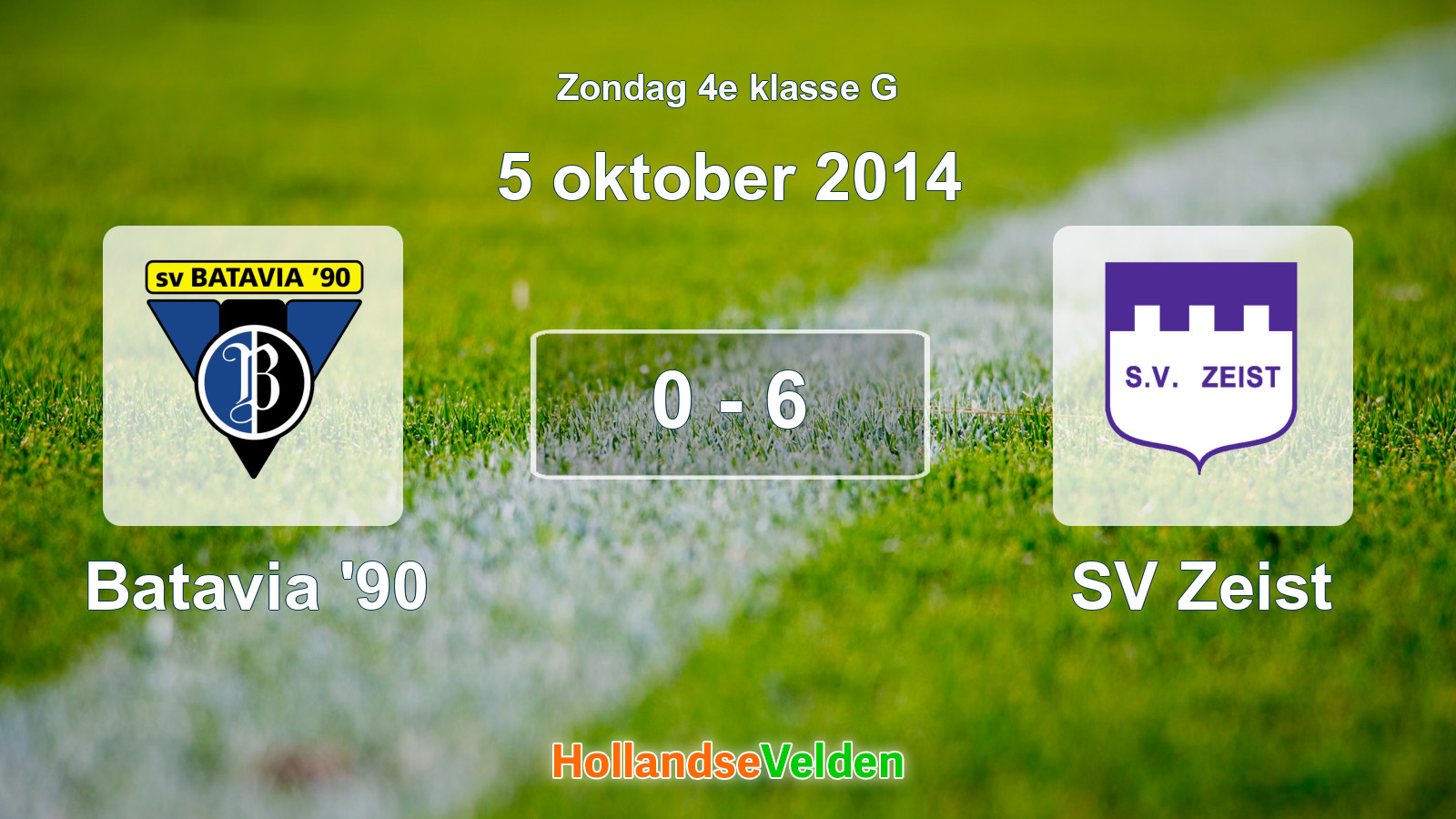 Gespeelde wedstrijd: Batavia '90 - SV Zeist 0 - 6 (5 oktober 2014)