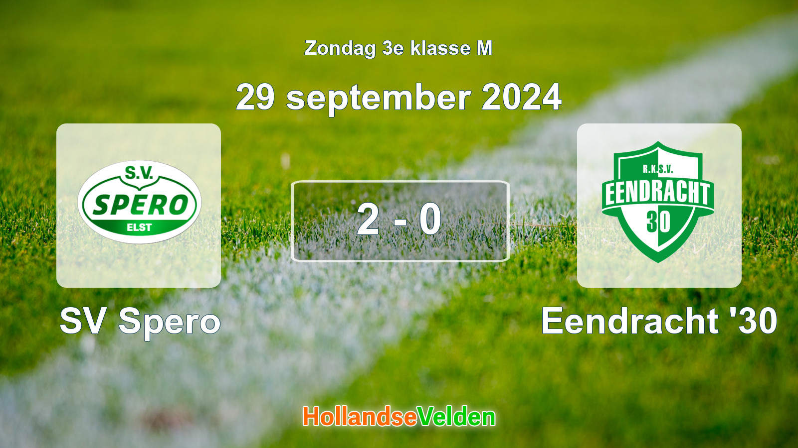 Gespeelde wedstrijd: SV Spero - Eendracht '30 2 - 0 (29 september 2024)