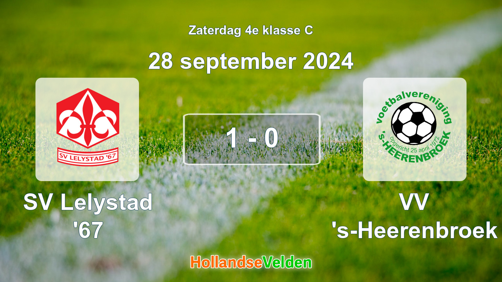 Gespeelde wedstrijd: SV Lelystad '67 - VV 's-Heerenbroek 1 - 0 (28 september 2024)