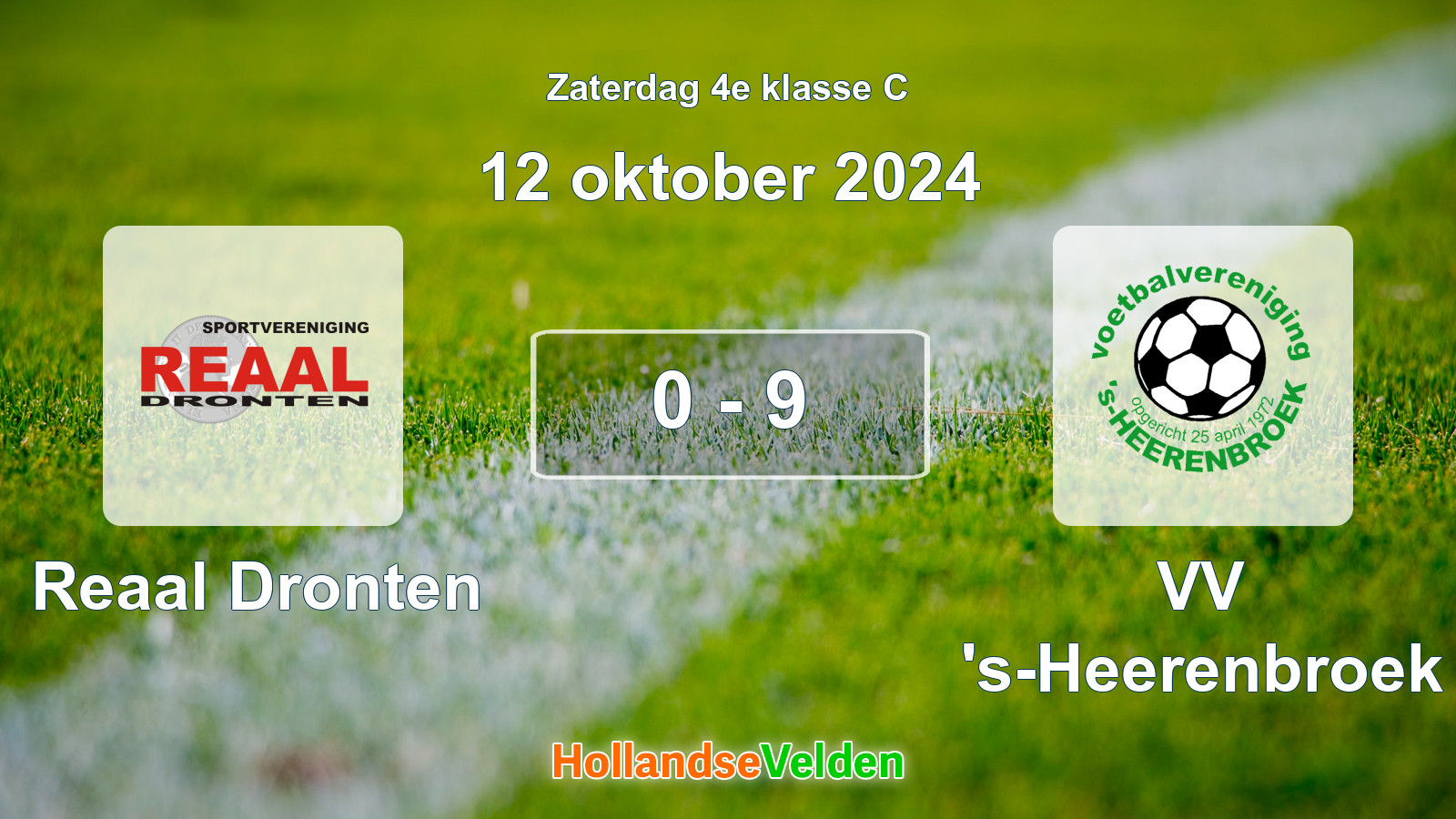 Gespeelde wedstrijd: Reaal Dronten - VV 's-Heerenbroek 0 - 9 (12 oktober 2024)
