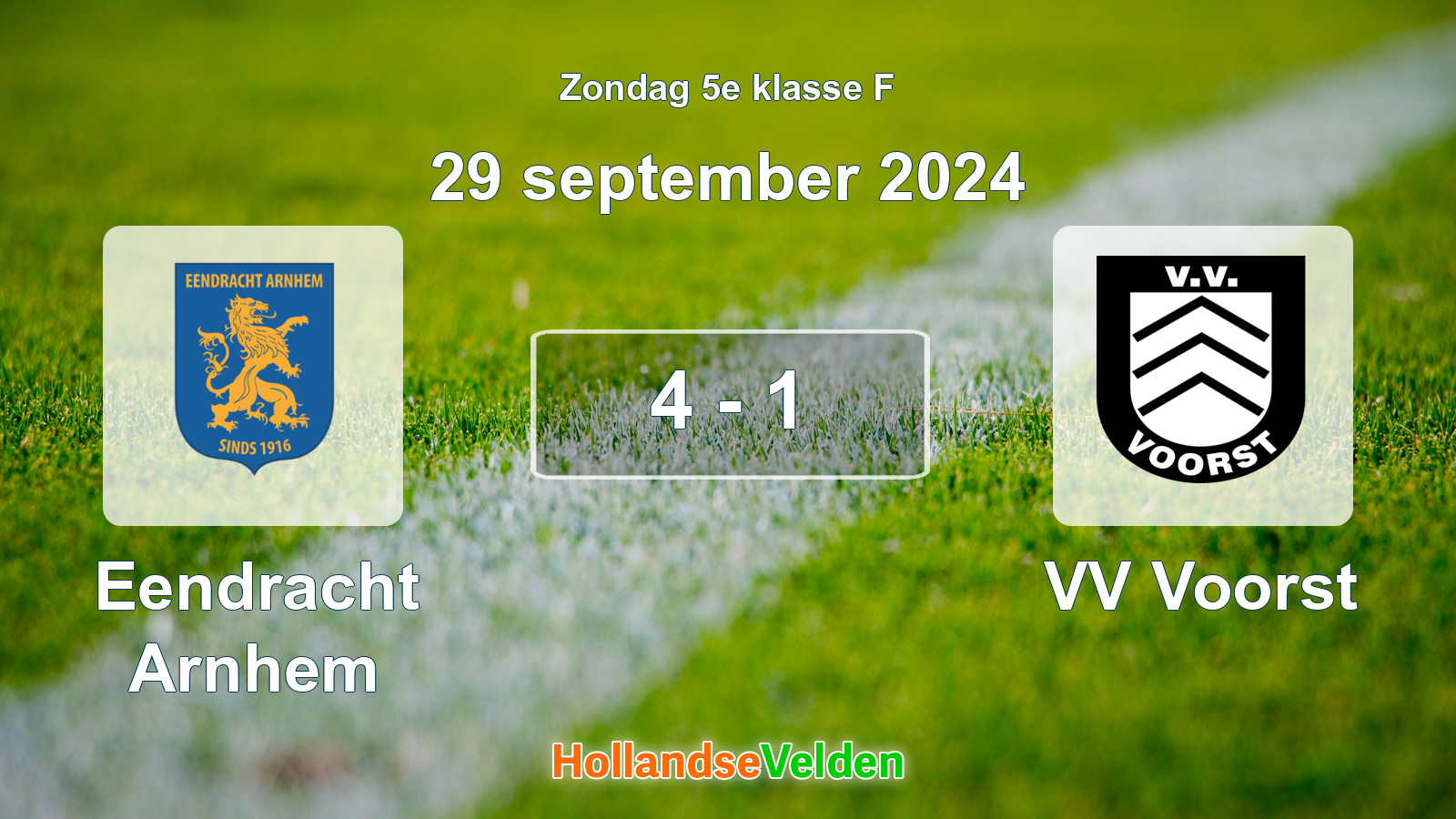 Gespeelde wedstrijd: Eendracht Arnhem - VV Voorst 4 - 1 (29 september 2024)