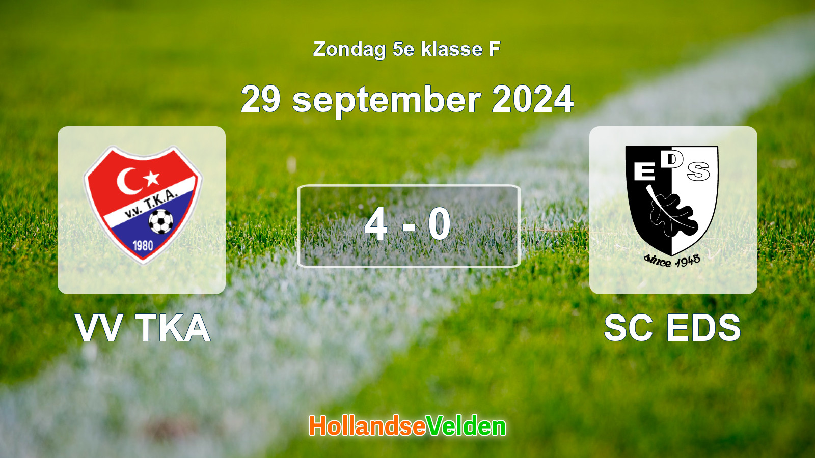 Gespeelde wedstrijd: VV TKA - SC EDS 4 - 0 (29 september 2024)