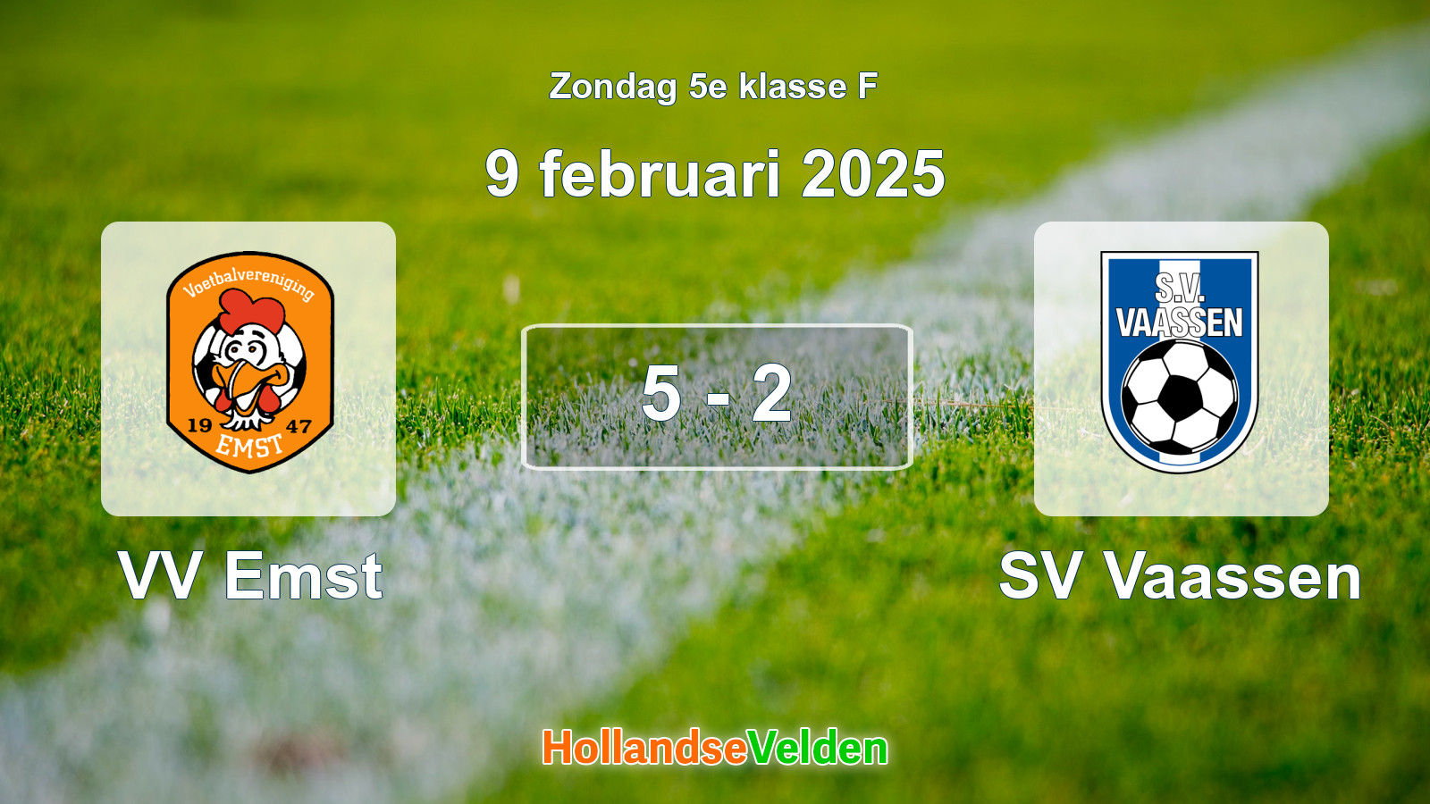 Gespeelde wedstrijd: VV Emst - SV Vaassen 5 - 2 (9 februari 2025)