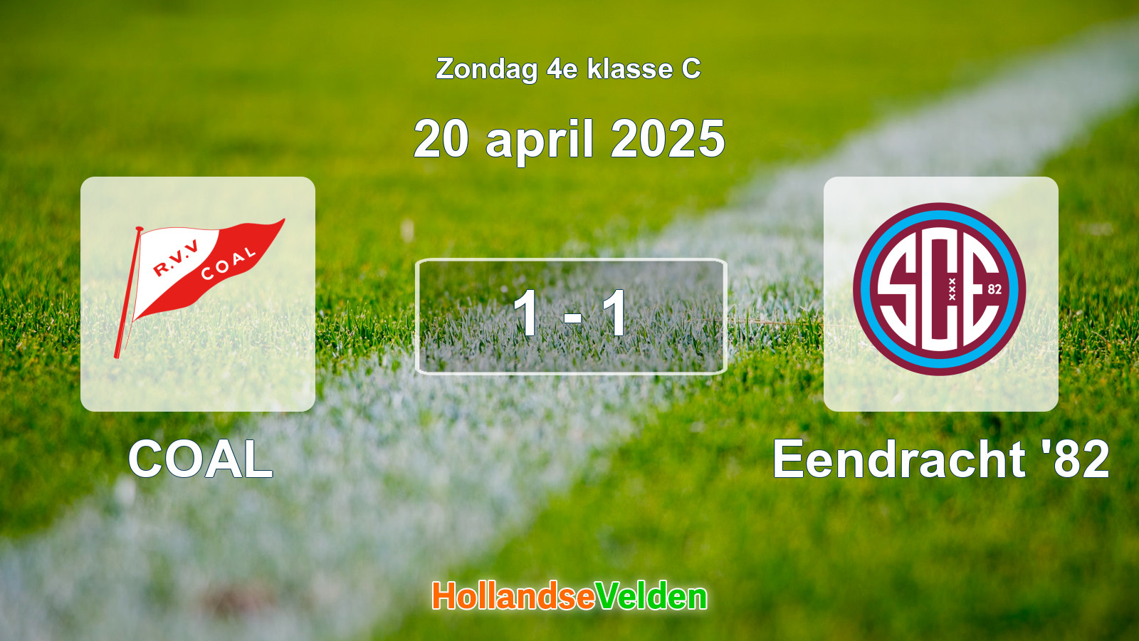 Gespeelde wedstrijd: COAL - Eendracht '82 1 - 1 (20 april 2025)