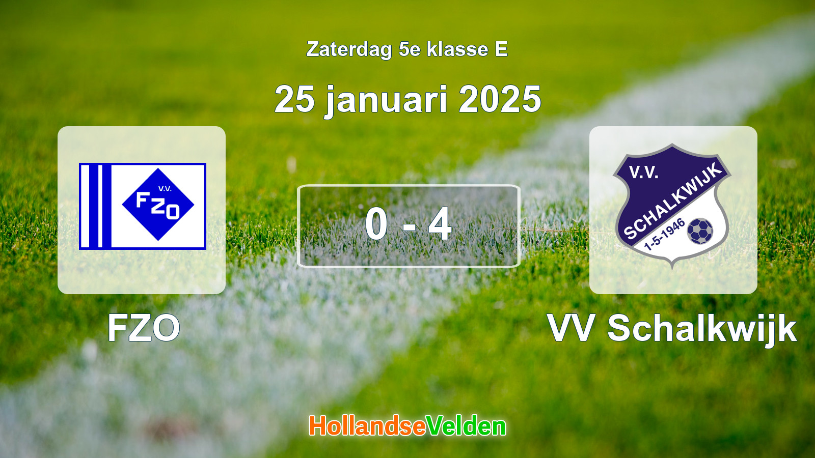 Gespeelde wedstrijd: FZO - VV Schalkwijk 0 - 4 (25 januari 2025)