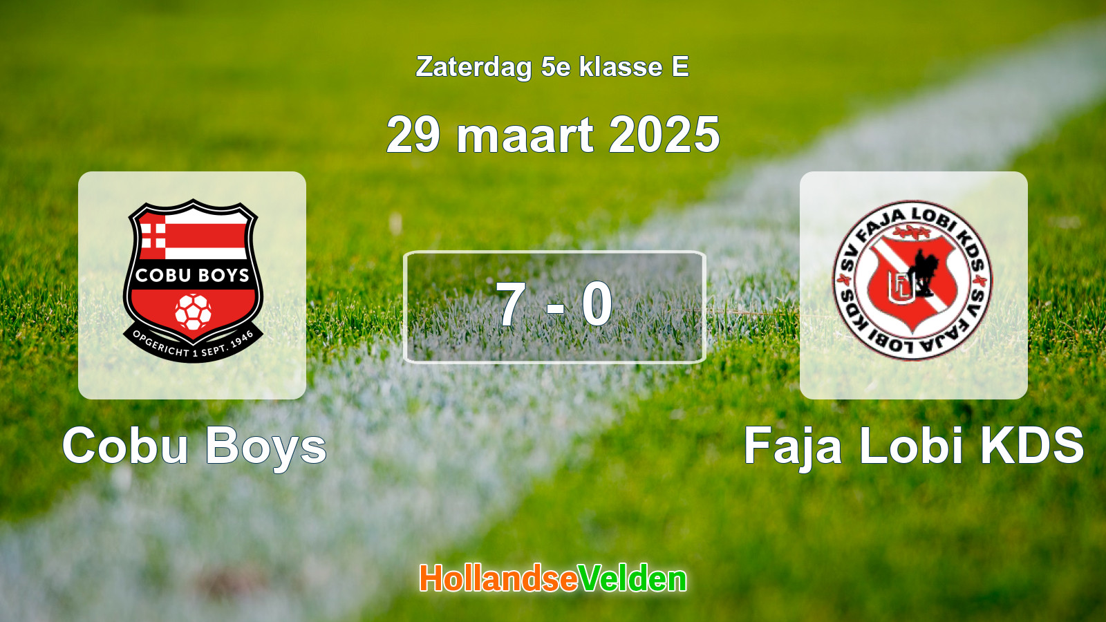 Gespeelde wedstrijd: Cobu Boys - Faja Lobi KDS 7 - 0 (29 maart 2025)