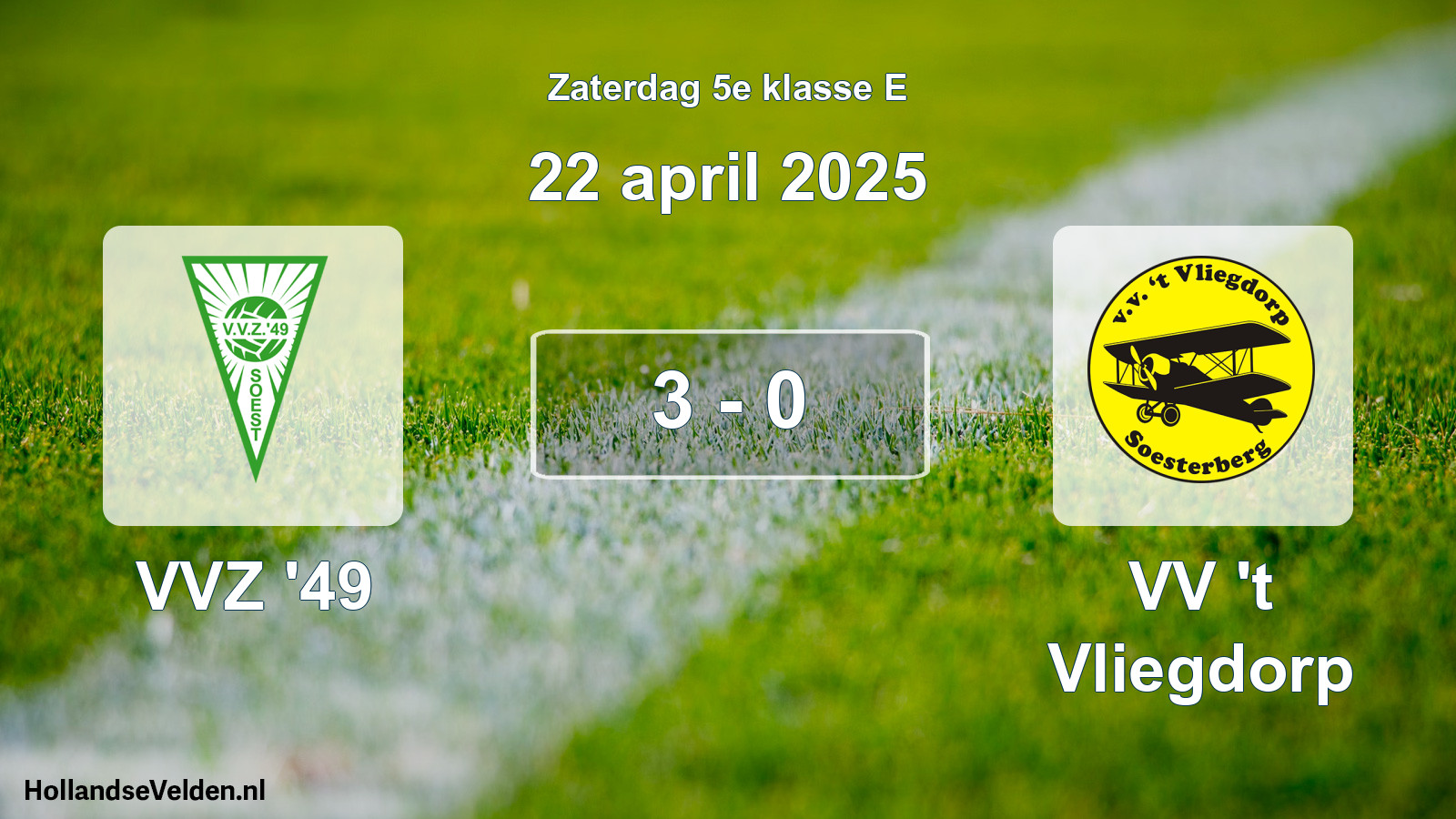 Gespeelde wedstrijd: VVZ '49 - VV 't Vliegdorp 3 - 0 (22 april 2025)