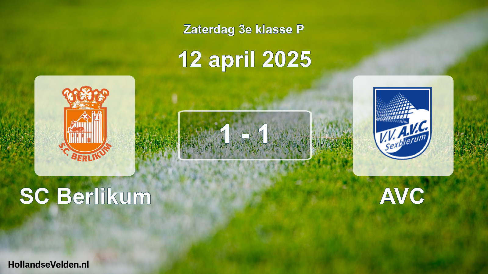 Gespeelde wedstrijd: SC Berlikum - AVC 1 - 1 (12 april 2025)