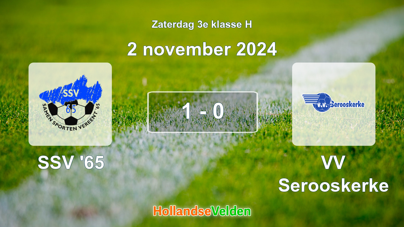 Gespeelde wedstrijd: SSV '65 - VV Serooskerke 1 - 0 (2 november 2024)