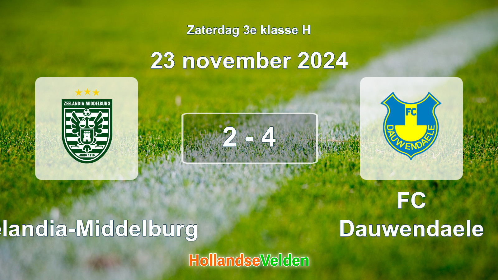 Gespeelde wedstrijd: Zeelandia-Middelburg - FC Dauwendaele 2 - 4 (23 november 2024)