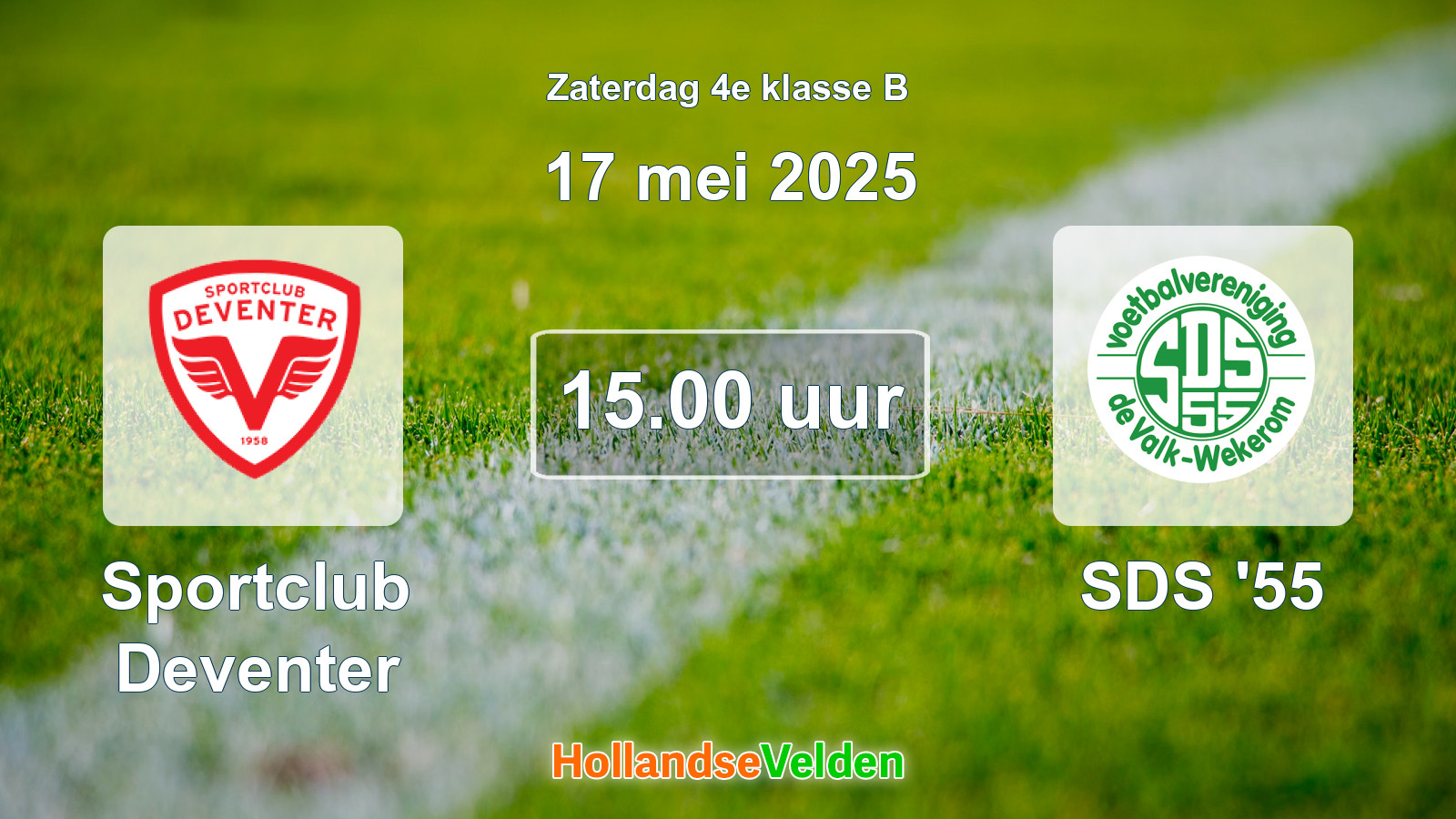 Geplande wedstrijd: Sportclub Deventer - SDS '55 (17 mei 2025)