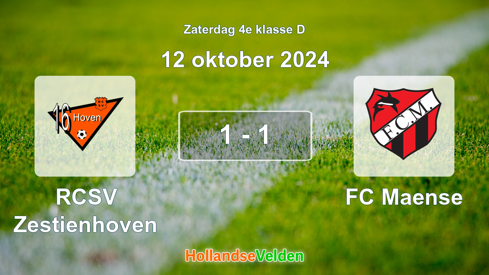 Gespeelde wedstrijd: RCSV Zestienhoven - FC Maense 1 - 1 (12 oktober 2024)