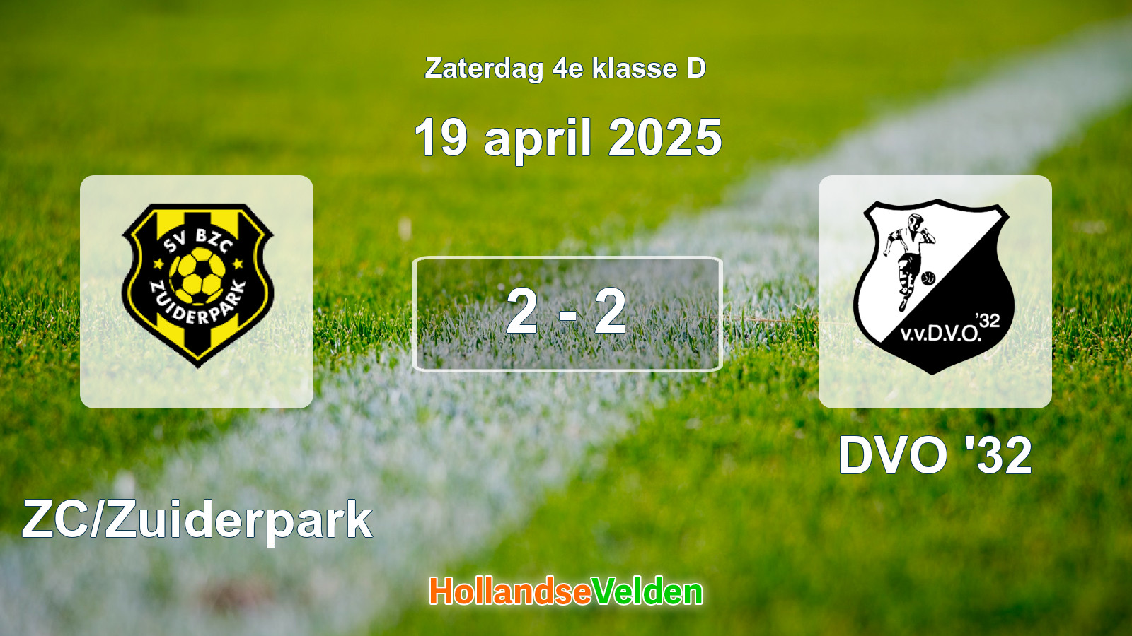 Gespeelde wedstrijd: BZC/Zuiderpark - DVO '32 2 - 2 (19 april 2025)