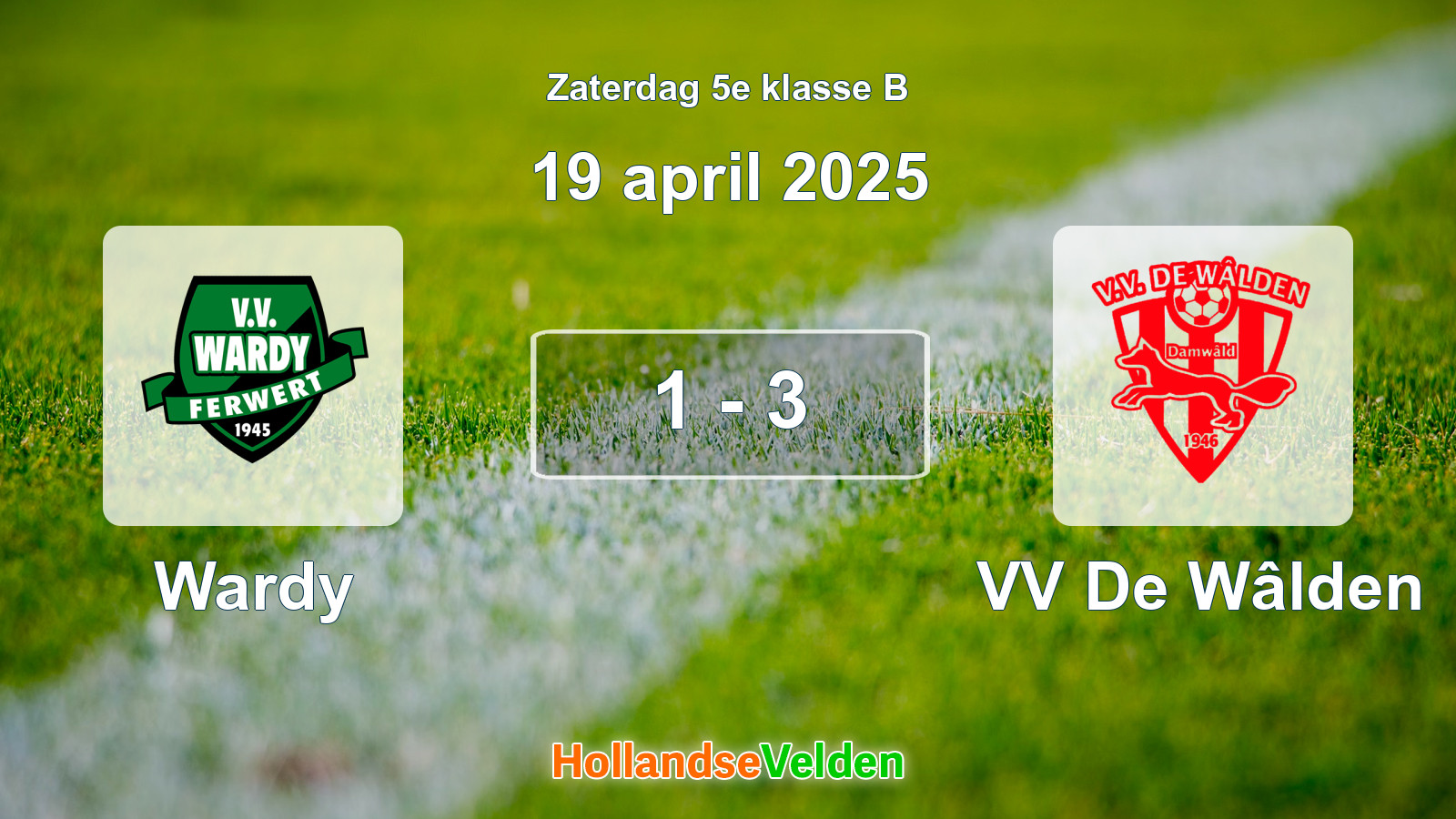 Gespeelde wedstrijd: Wardy - VV De Wâlden 1 - 3 (19 april 2025)