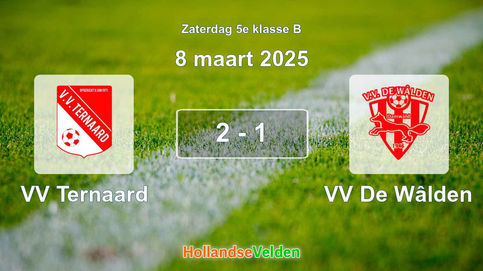 Gespeelde wedstrijd: VV Ternaard - VV De Wâlden 2 - 1 (8 maart 2025)