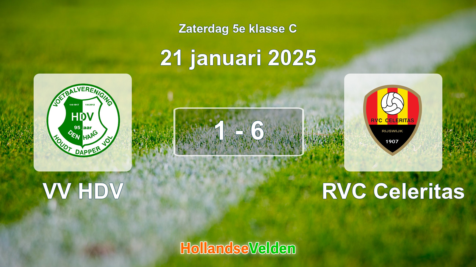 Gespeelde wedstrijd: VV HDV - RVC Celeritas 1 - 6 (21 januari 2025)