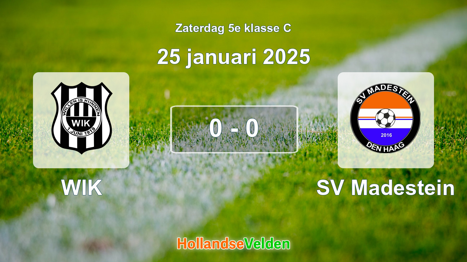 Gespeelde wedstrijd: WIK - SV Madestein 0 - 0 (25 januari 2025)