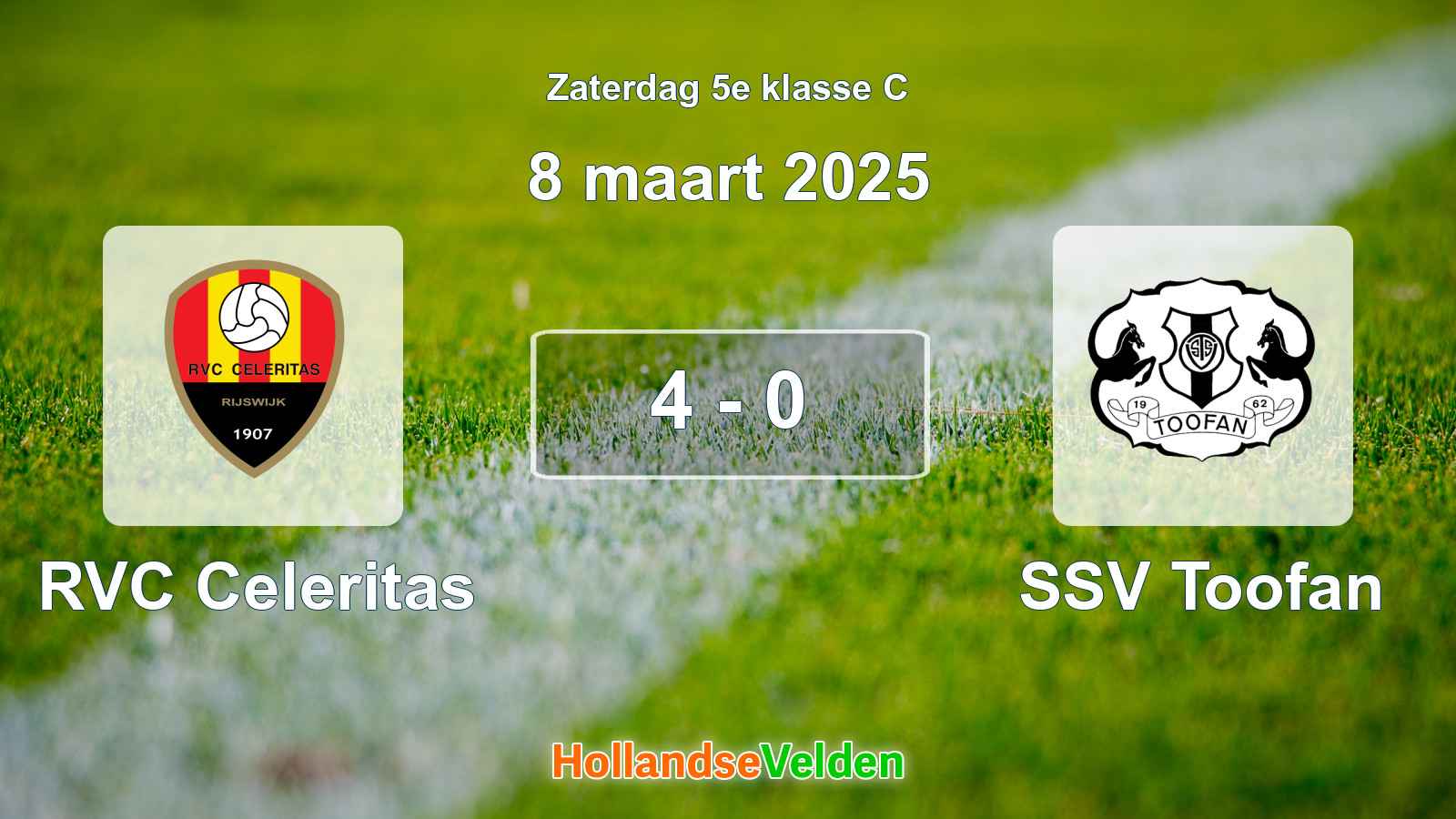 Gespeelde wedstrijd: RVC Celeritas - SSV Toofan 4 - 0 (8 maart 2025)