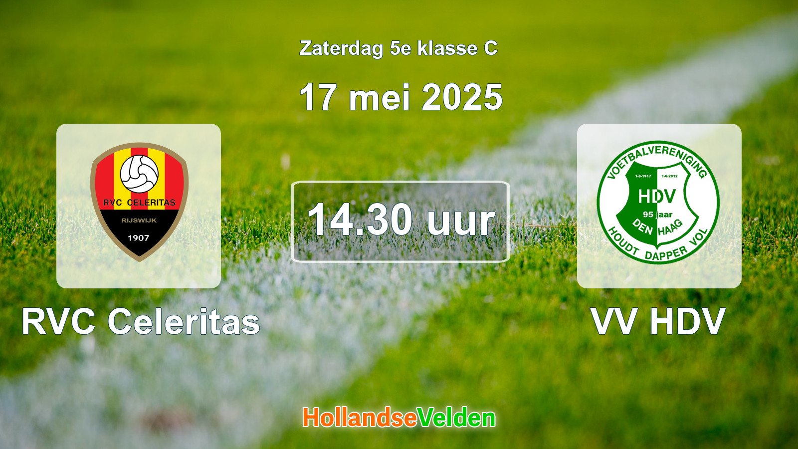 Geplande wedstrijd: RVC Celeritas - VV HDV (17 mei 2025)