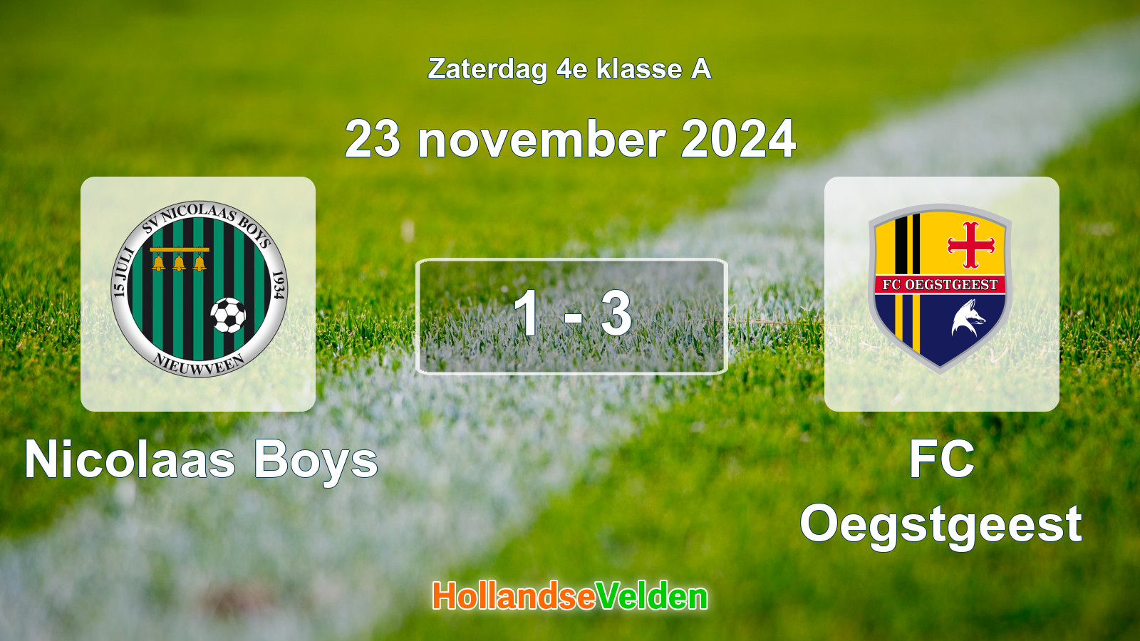 Gespeelde wedstrijd: Nicolaas Boys - FC Oegstgeest 1 - 3 (23 november 2024)