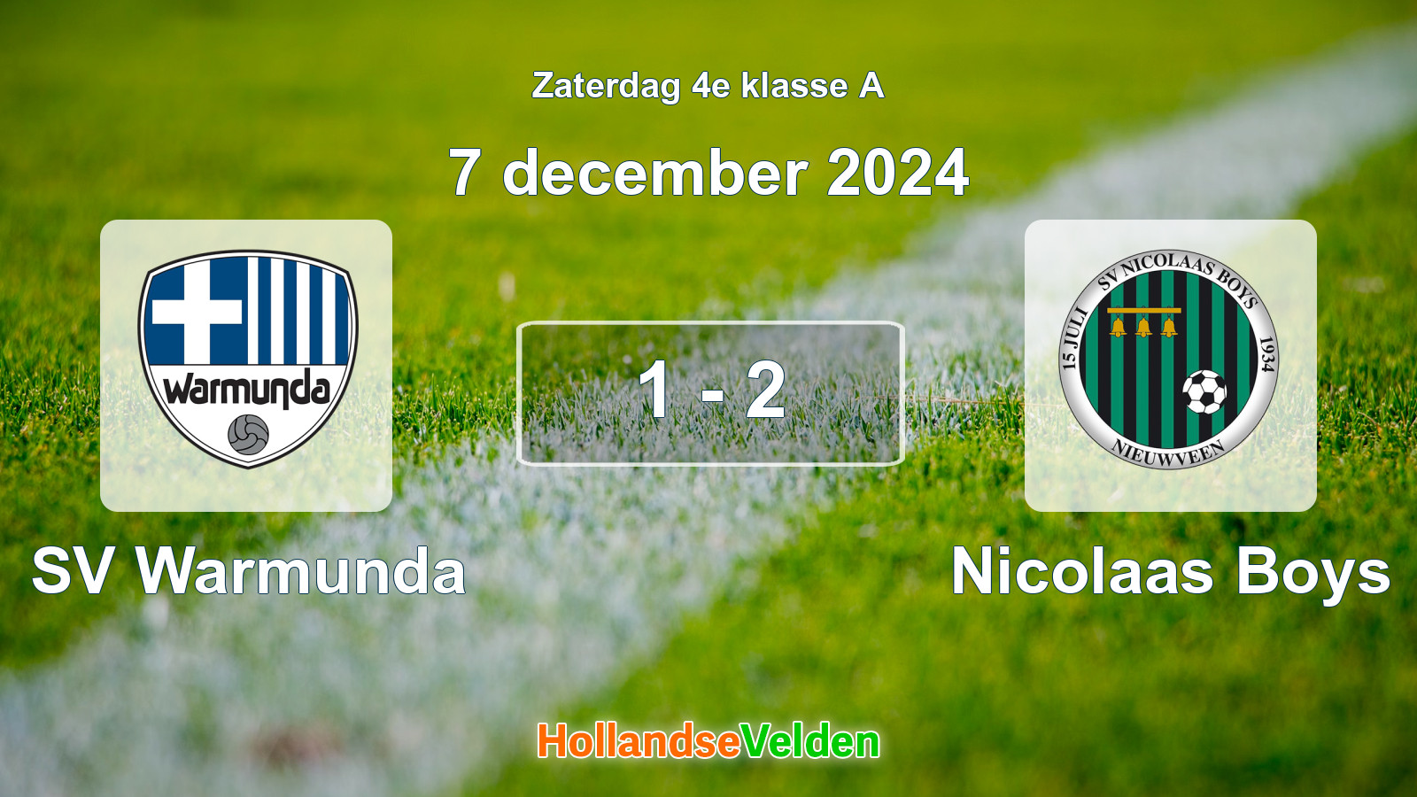 Gespeelde wedstrijd: SV Warmunda - Nicolaas Boys 1 - 2 (7 december 2024)