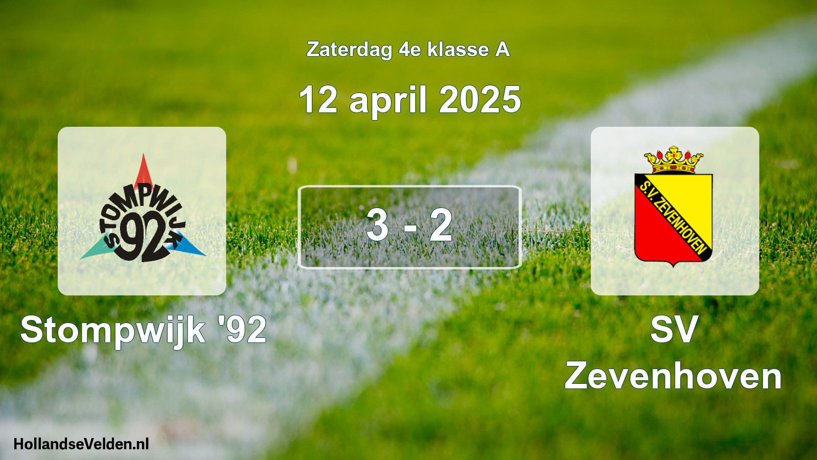 Gespeelde wedstrijd: Stompwijk '92 - SV Zevenhoven 3 - 2 (12 april 2025)