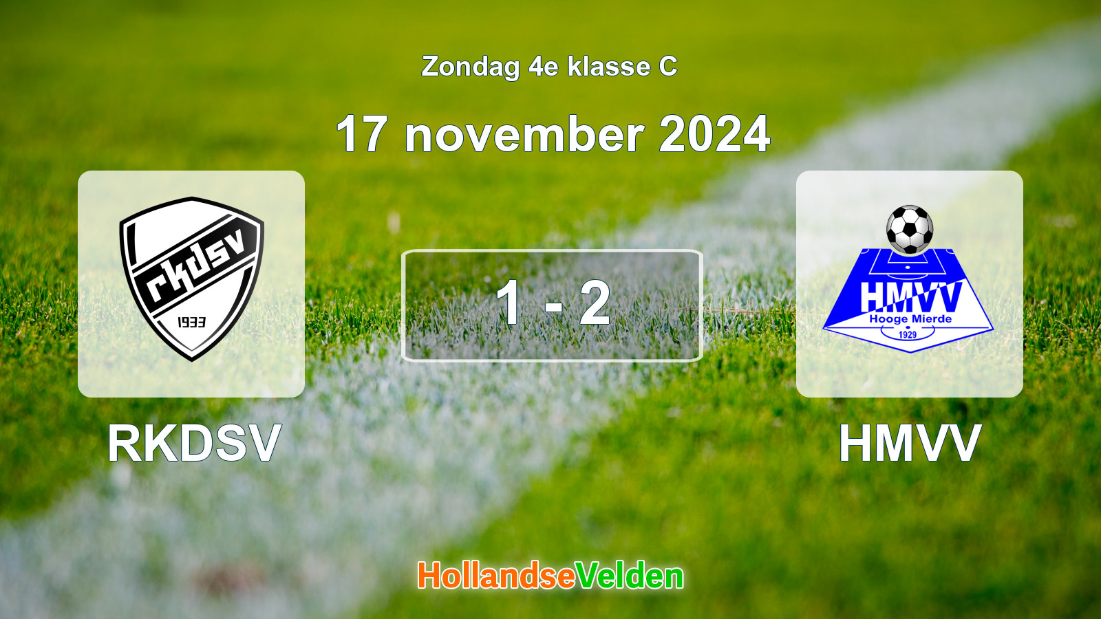 Gespeelde wedstrijd: RKDSV - HMVV 1 - 2 (17 november 2024)