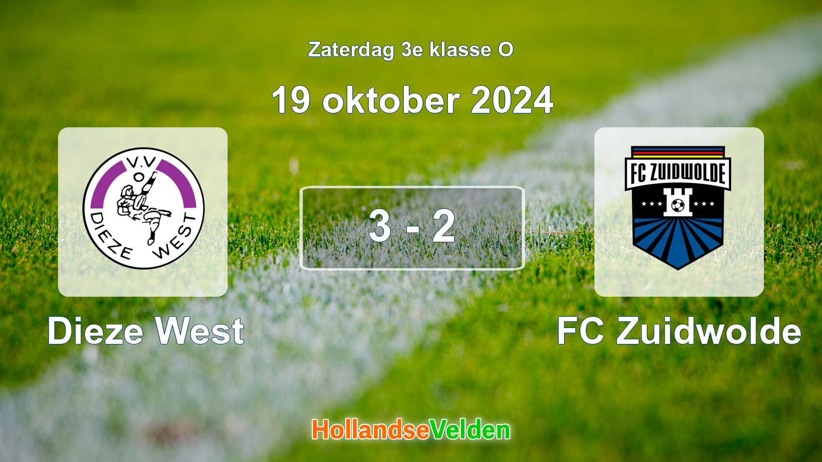 Gespeelde wedstrijd: Dieze West - FC Zuidwolde 3 - 2 (19 oktober 2024)