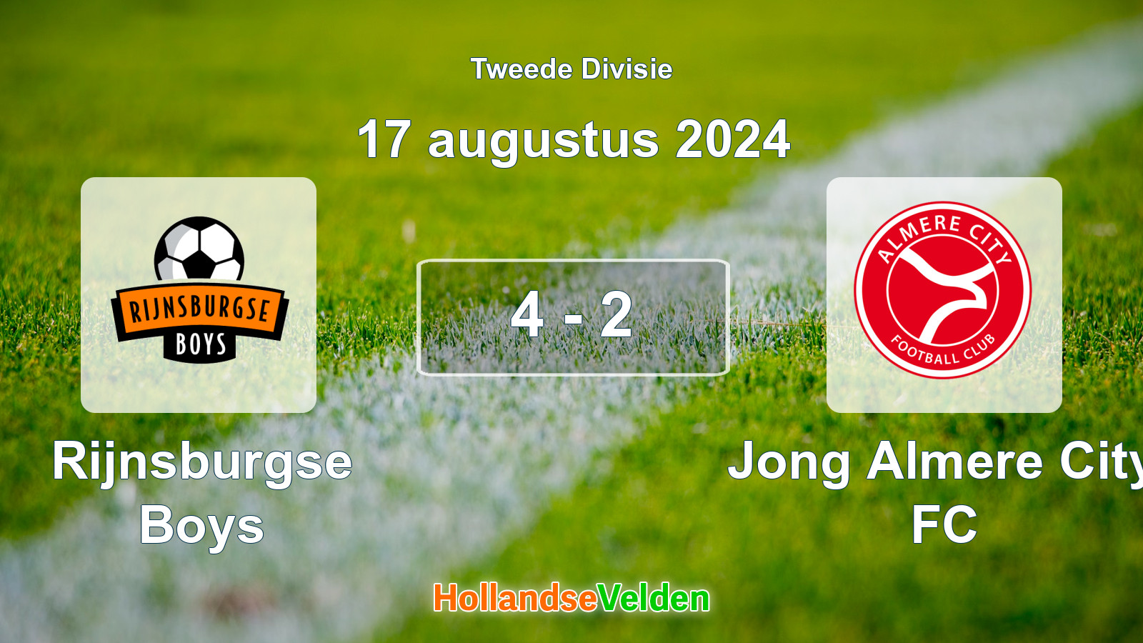 Gespeelde wedstrijd: Rijnsburgse Boys - Jong Almere City FC 4 - 2 (17 augustus 2024)
