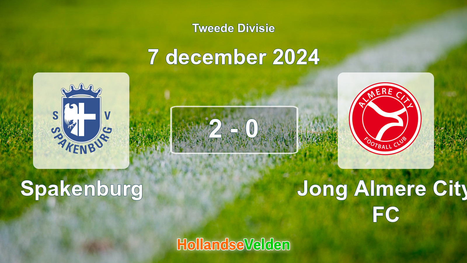 Gespeelde wedstrijd: Spakenburg - Jong Almere City FC 2 - 0 (7 december 2024)