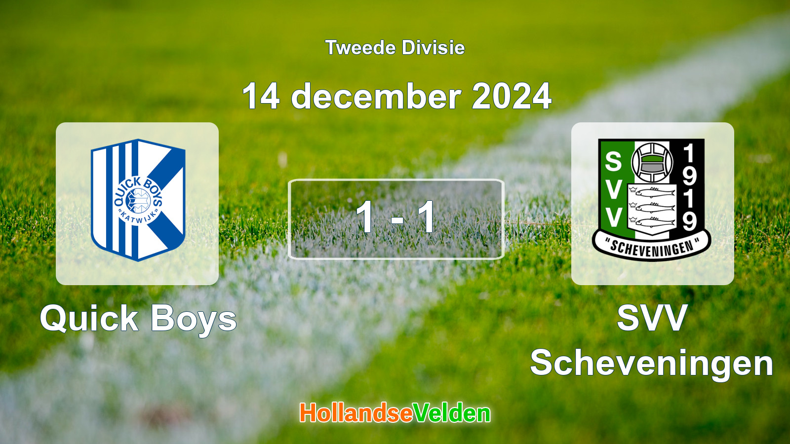 Gespeelde wedstrijd: Quick Boys - SVV Scheveningen 1 - 1 (14 december 2024)