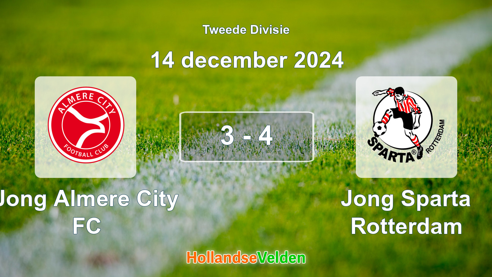 Gespeelde wedstrijd: Jong Almere City FC - Jong Sparta Rotterdam 3 - 4 (14 december 2024)