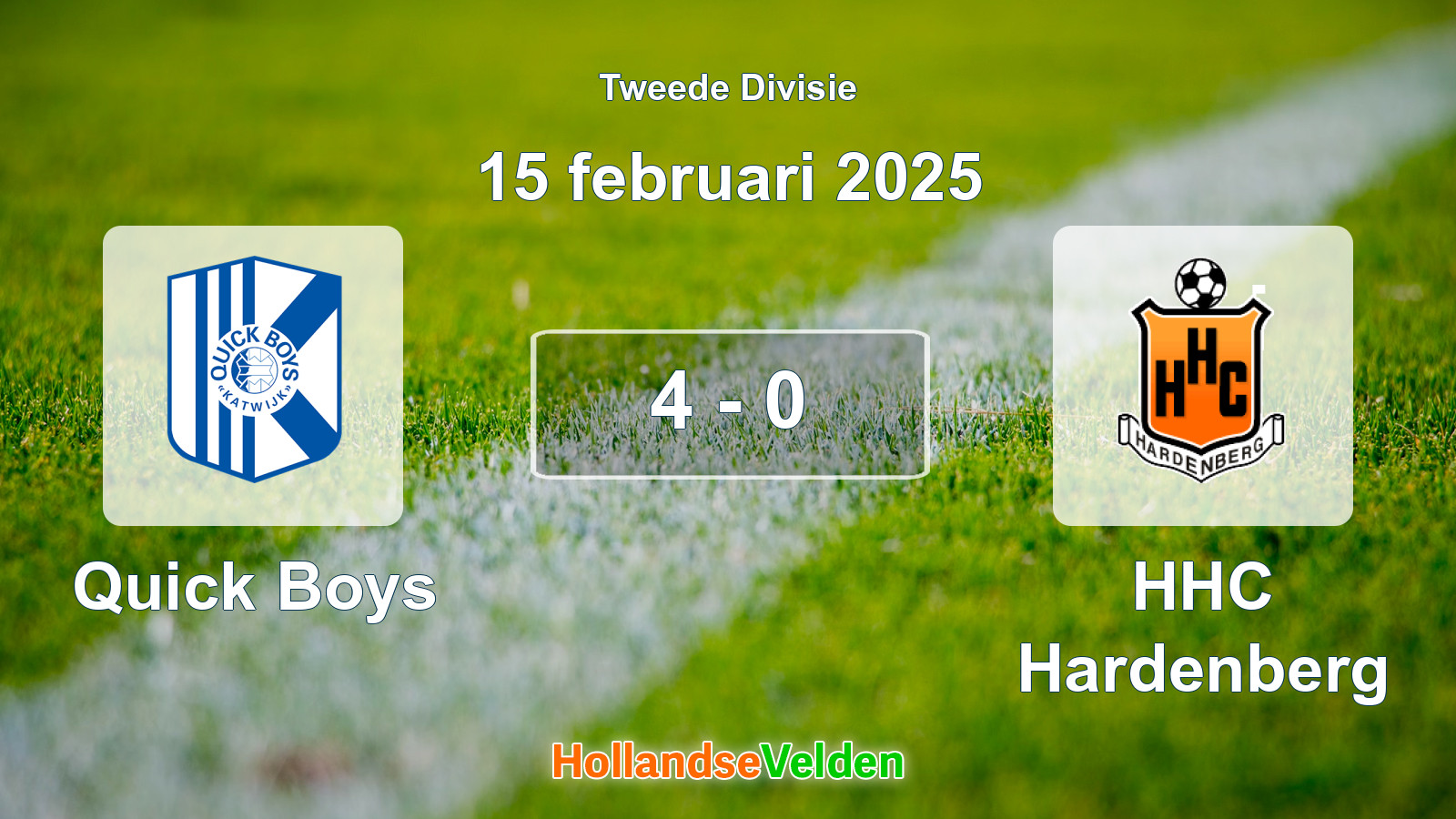 Gespeelde wedstrijd: Quick Boys - HHC Hardenberg 4 - 0 (15 februari 2025)
