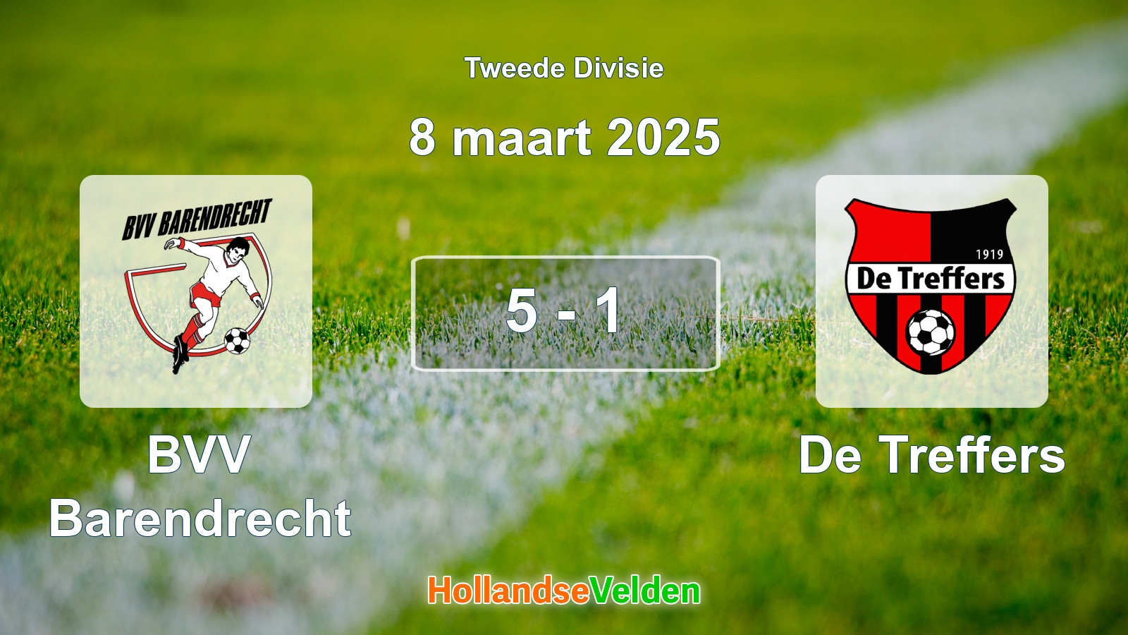 Gespeelde wedstrijd: BVV Barendrecht - De Treffers 5 - 1 (8 maart 2025)
