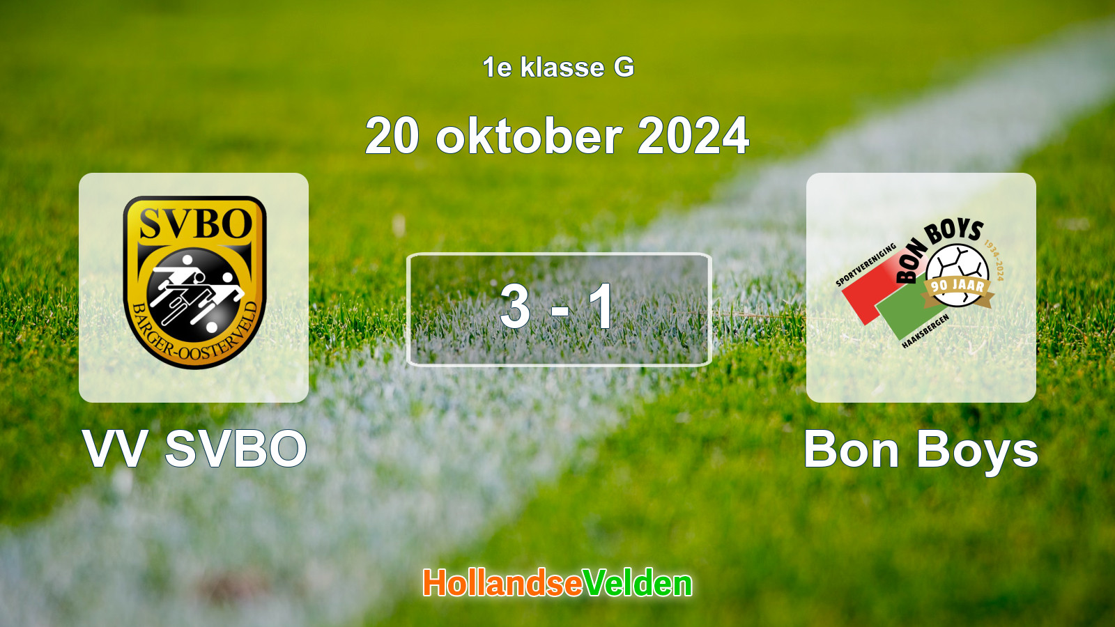 Gespeelde wedstrijd: VV SVBO - Bon Boys 3 - 1 (20 oktober 2024)