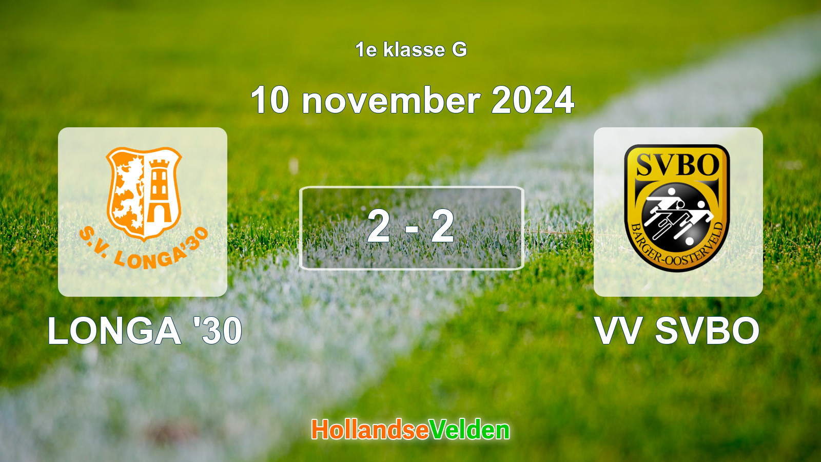 Gespeelde wedstrijd: LONGA '30 - VV SVBO 2 - 2 (10 november 2024)