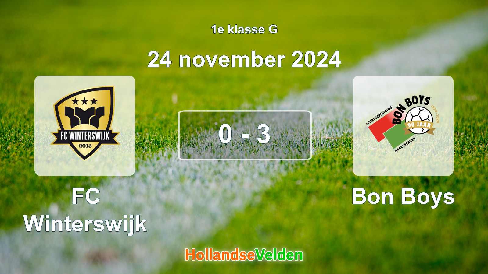 Gespeelde wedstrijd: FC Winterswijk - Bon Boys 0 - 3 (24 november 2024)