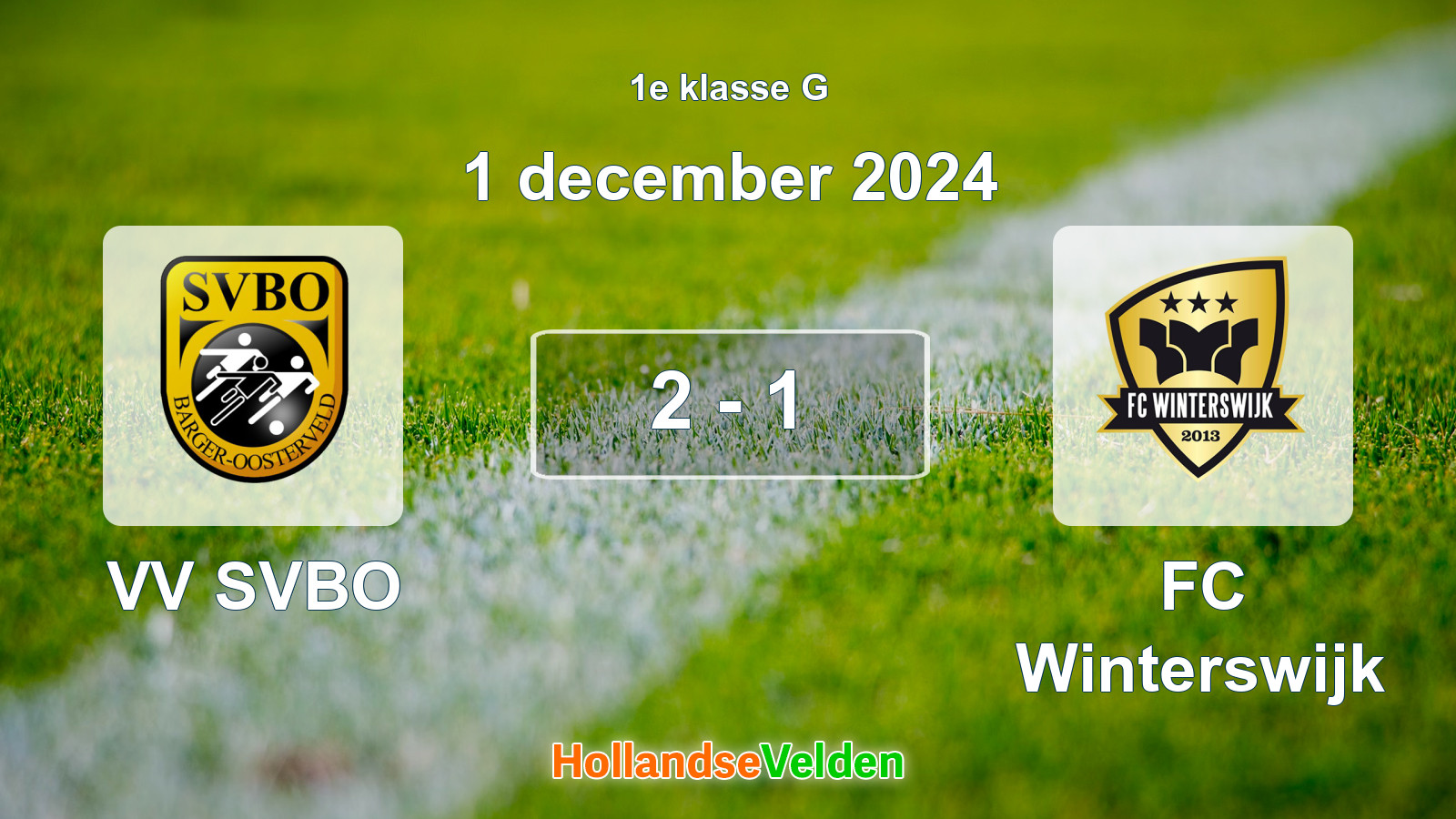 Gespeelde wedstrijd: VV SVBO - FC Winterswijk 2 - 1 (1 december 2024)