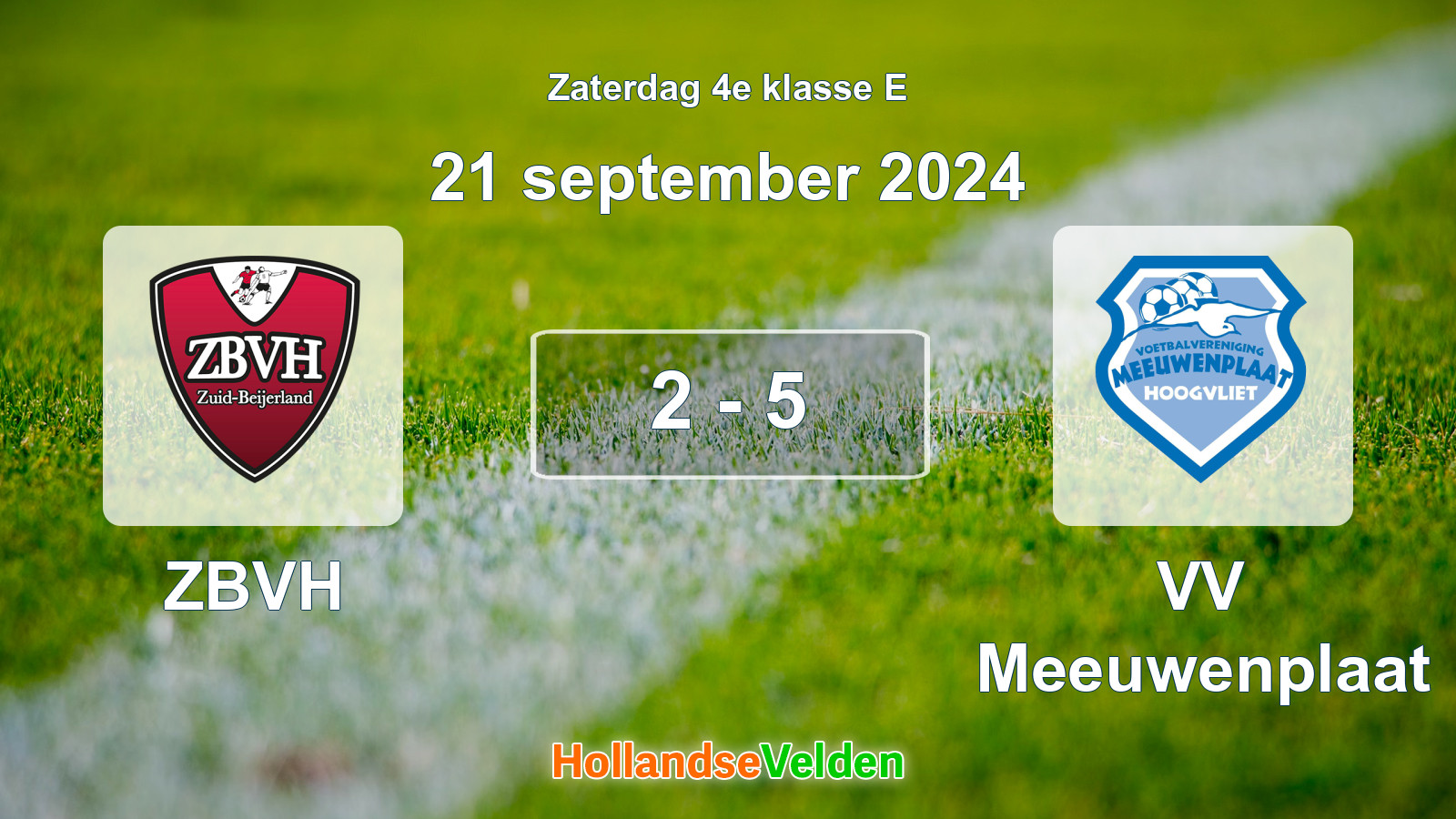 Gespeelde wedstrijd: ZBVH - VV Meeuwenplaat 2 - 5 (21 september 2024)