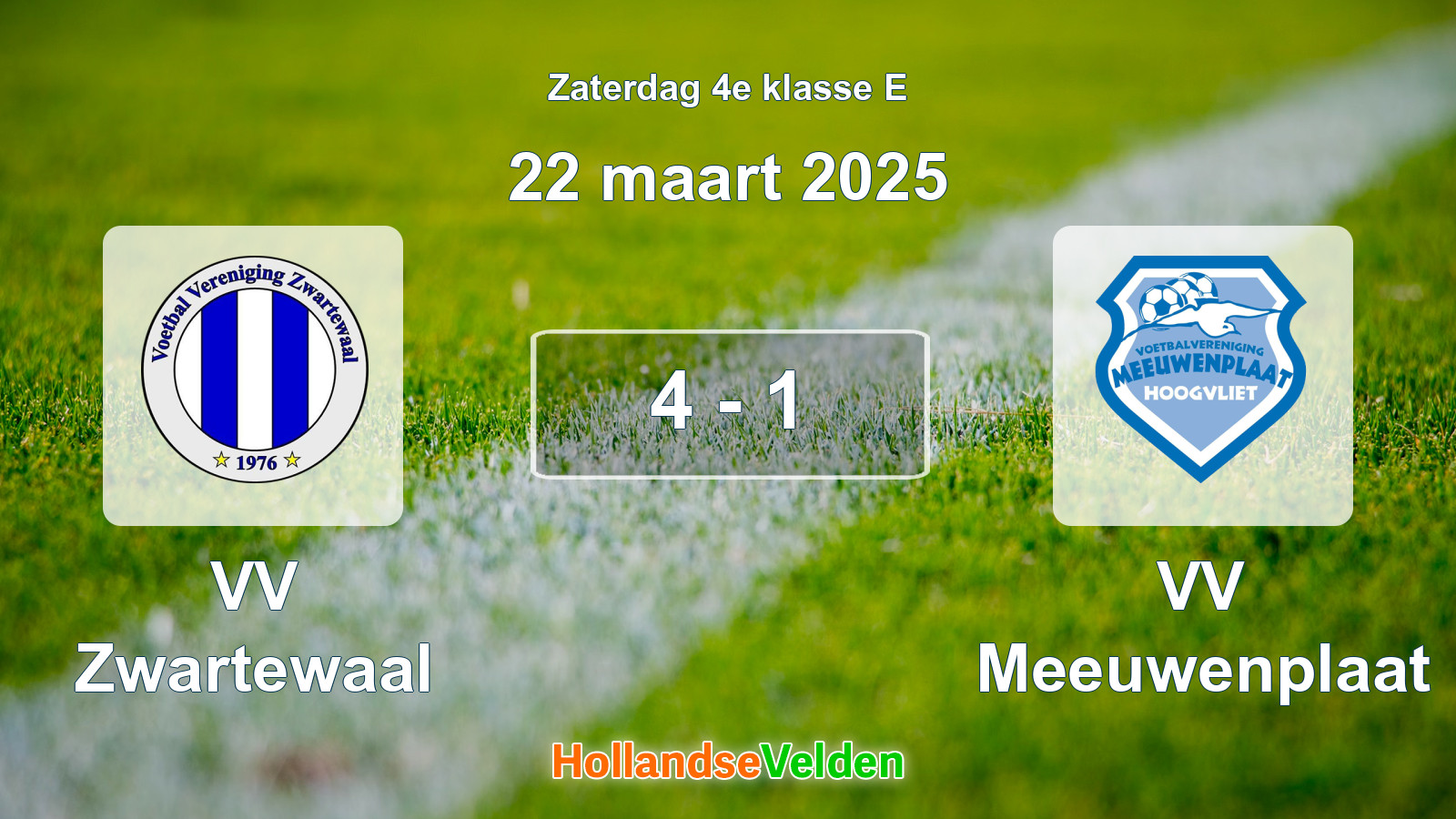 Gespeelde wedstrijd: VV Zwartewaal - VV Meeuwenplaat 4 - 1 (22 maart 2025)