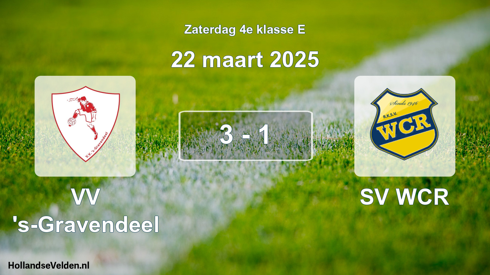 Gespeelde wedstrijd: VV 's-Gravendeel - SV WCR 3 - 1 (22 maart 2025)