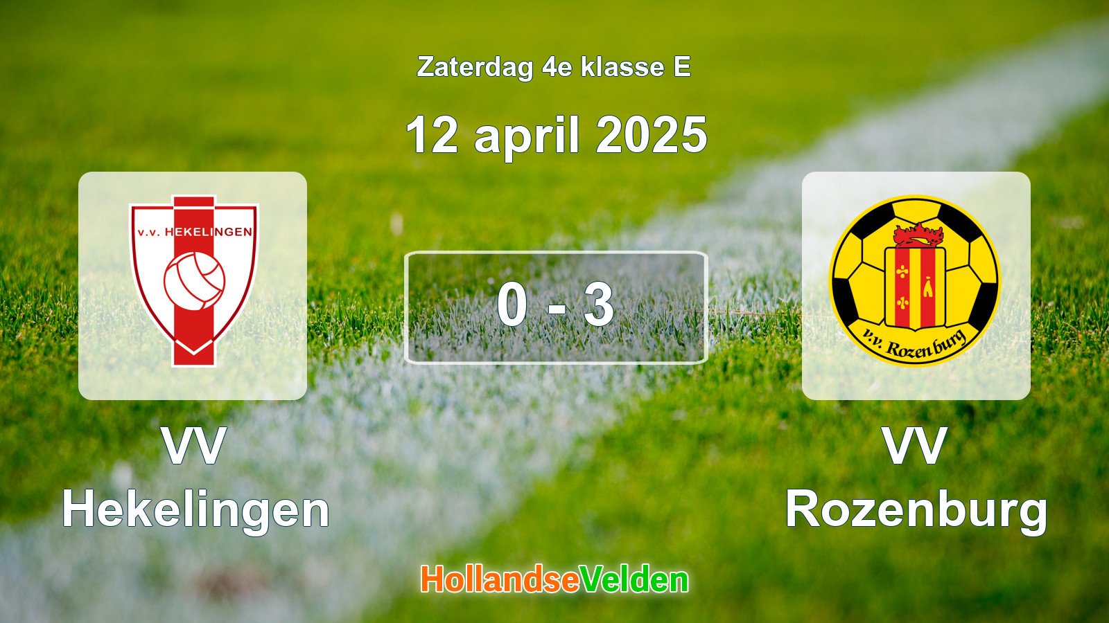 Gespeelde wedstrijd: VV Hekelingen - VV Rozenburg 0 - 3 (12 april 2025)